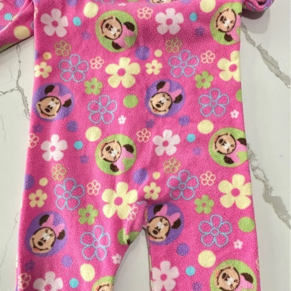 Disney Minnie Mouse Footed Pink Fleece Sleeper Floral Pajamas Footie 1-piece 3T